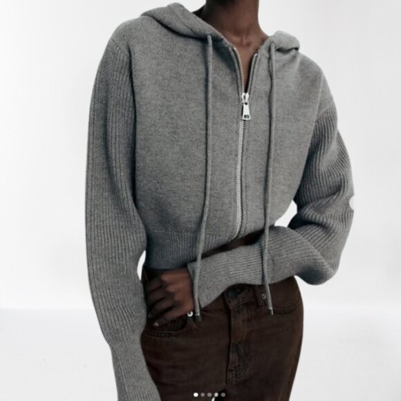 NEW Zara Bomber Style Hooded Cardigan, Size S - Picture 2 of 16